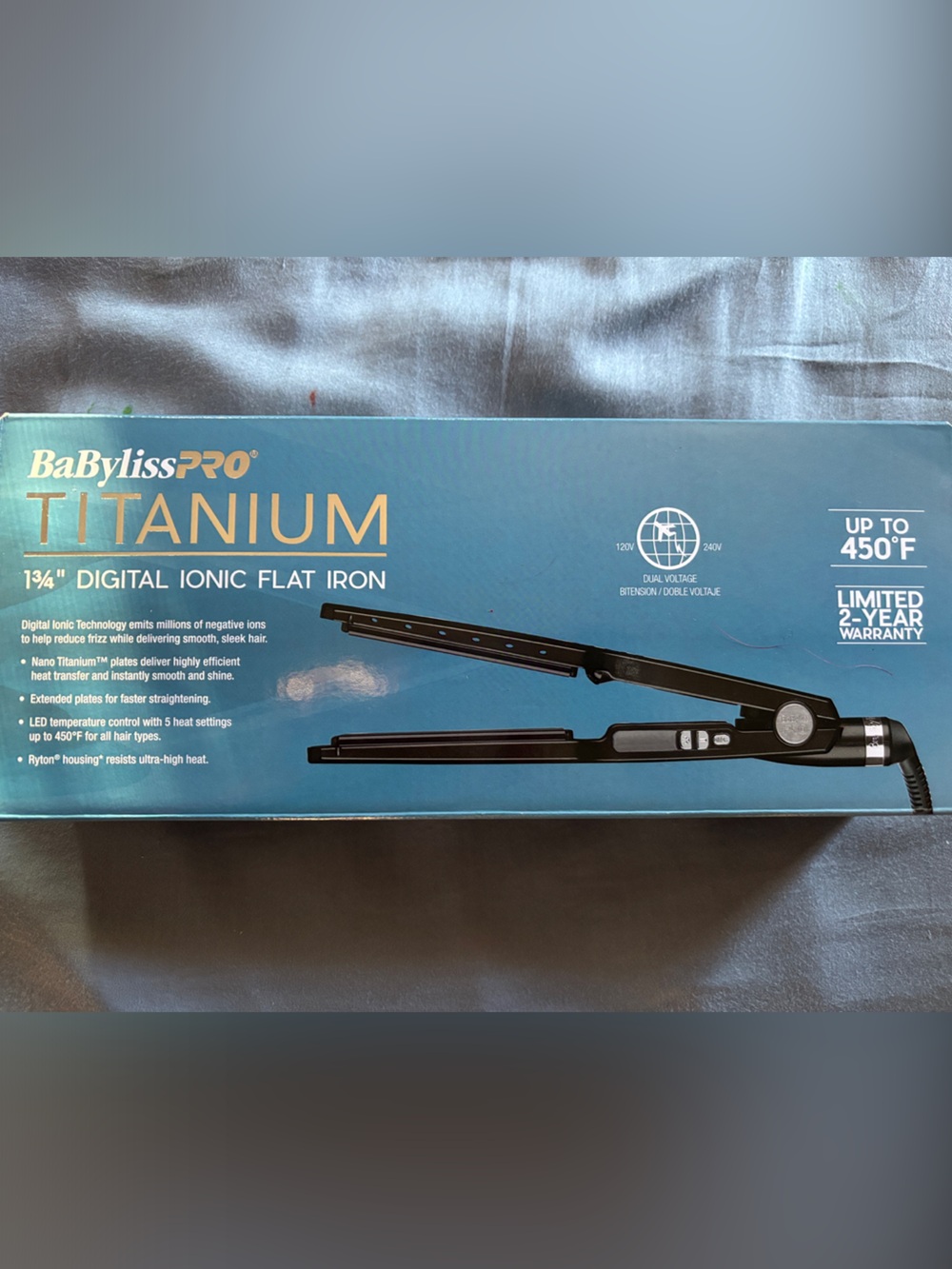 BaBylissPRO Titanium Digital Ionic Flat Iron in Black